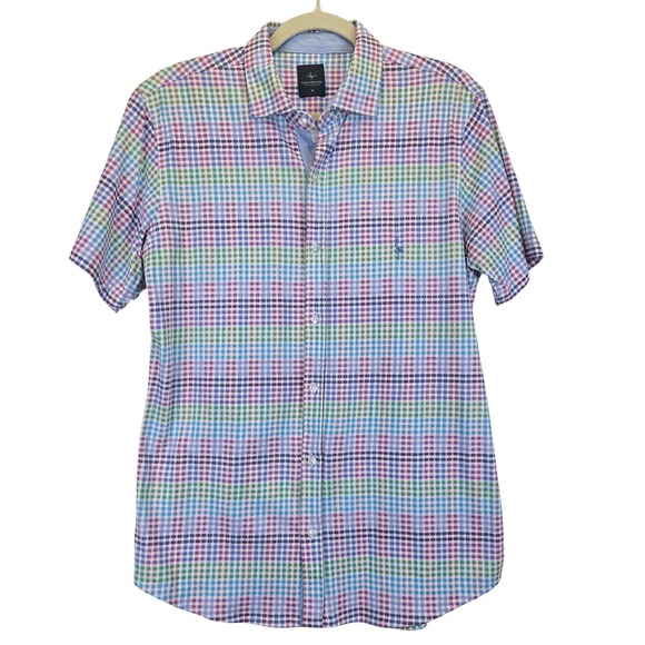 Tailorbyrd Collection Other - Tailorbyrd Collection‎ Mens Short Sleeve Button Down Shirt Gingham Medium Pastel